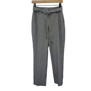 Joie Montgomery Gingham Checked Pants Belted Size 2 Ladies Black and White Crop